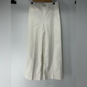 SPANX Wide-Leg White Stretch Jean Trousers Size Small